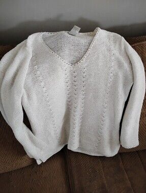 nomi Ivory V-Neck Open-Knit Sweater